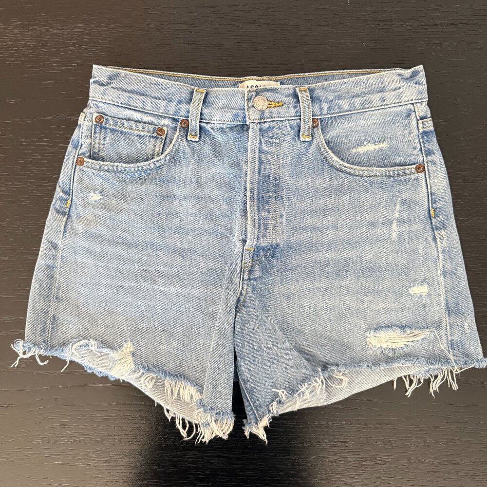 AGOLDE Parker Long Short Denim In Panna Cotta